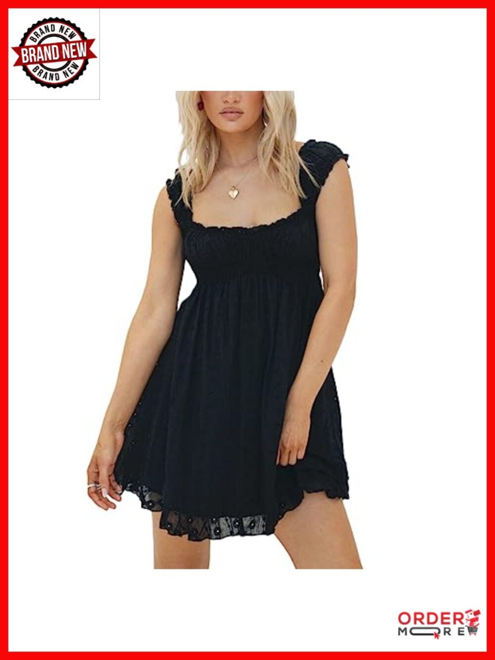 Floral Embroidered Babydoll Mini Dress Sleeveless Loose A-Line Flowy Sundress